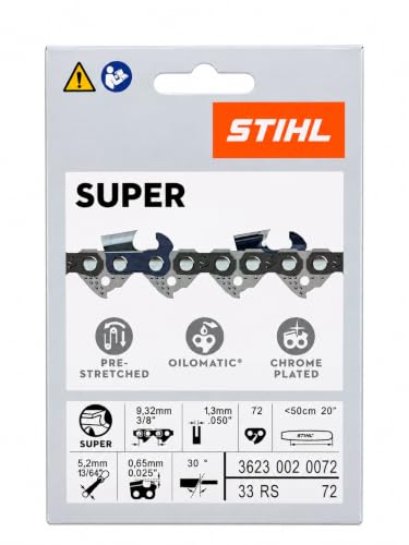Chainsaw Chain - 3/8-Inch Pitch, 0.050-Inch Gauge, 72 Drive Links for 20-Inch Bar