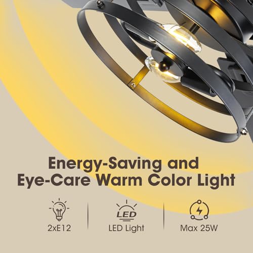 Vaczon 52-inch Farmhouse Ceiling Fan with Light, Maple/Black, 6-Speed DC Motor