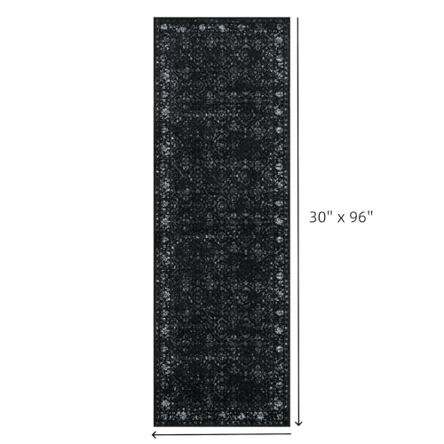Hedlive Black Washable Hallway Runner Rug 2'6 x 8' Non Slip Indoor Floor Carpet