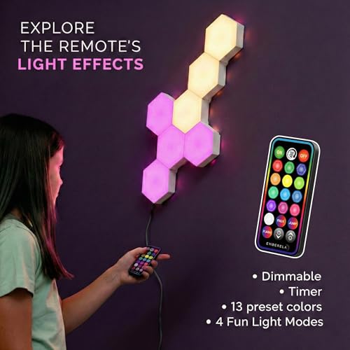 Emberela HEXlights Sensory Lights 7pk - Touch Hexagon LED Light Set for Kids & Therapy
