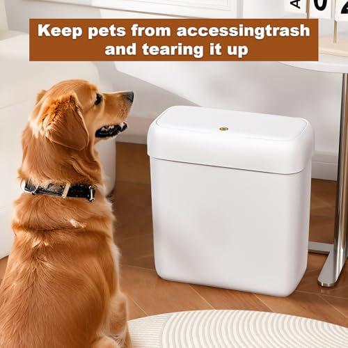 Funest 2 Pack Slim Bathroom Trash Cans with Lid - 3 Gal & 2.7 Gal Waste Bins for Small Spaces, RV, Office, White