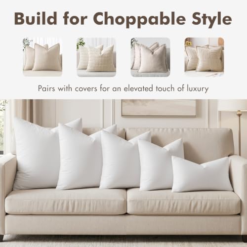 18x18 Inch Pillow Inserts Set of 2 Feather Down Cushion Fillings - Soft & Fluffy