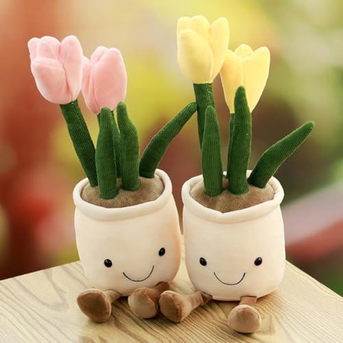 LYFJMUS 3 Pcs Soft Succulents Plush Toy Soft Tulip Plush Toys Simulation Succulents Tulip Throw Pillow Gift for Kids (Tulip)