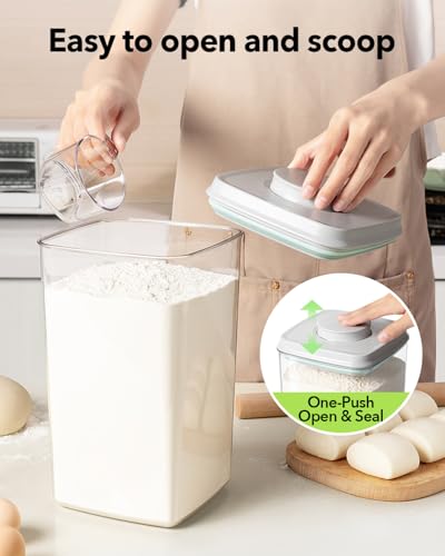Ankou Airtight Food Storage Container with Pop Lid & Scoop - 4L Pair - BPA-Free, Stackable Kitchen Organizer