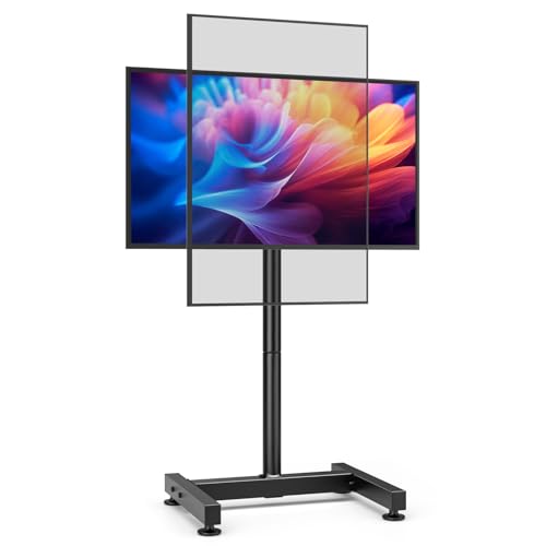 AX WABER 13-50 Inch Mobile TV Floor Stand - Adjustable Height & Tilt, Holds Up to 77lbs, VESA 200x200mm