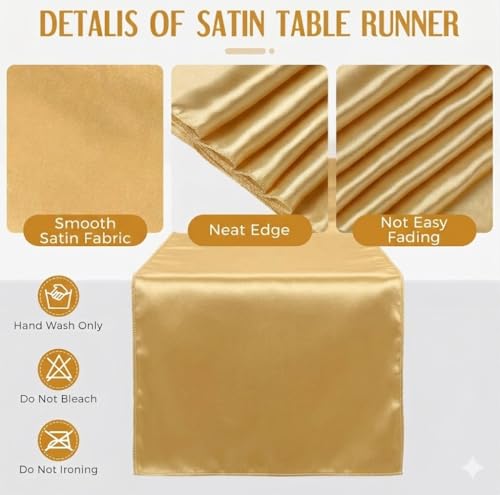 Idrese 8-Pack Tablecloths + 2 Blue Gold Satin Runners Set - 54x108in Plastic Table Cover