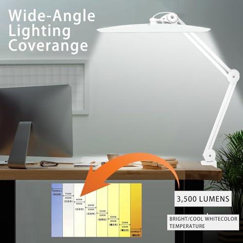 ATNailspro 38W Dimmable Nail Desk Lamp 3500 Lumens Studio Light with Clamp