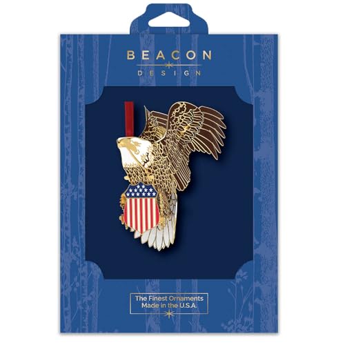 Beacon Design Bald Eagle 3D Brass Ornament - Patriotic Christmas & Year-Round Decor, Made in USA