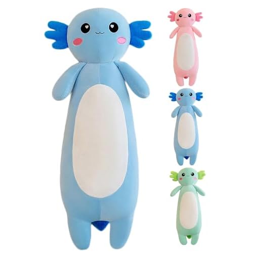Long Axolotl Stuffed Animal Salamander Plush Pillow, Soft Axolotl Plush Toy for Boys Girls Gifts for Christmas (Blue, 65cm/25.59inch)