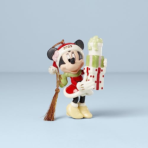 Lenox Minnie 2023 Ornament - Christmas Holiday Decor, Gold Accented Porcelain Christmas Tree Decoration, Party-Ready Minnie Mouse Figurine