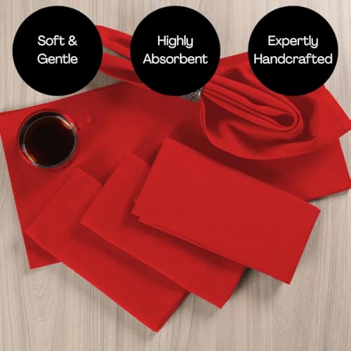 UNIQINNOW Red Cotton Cloth Dinner Napkins Set of 12 - 17x17 Inch, Washable & Durable