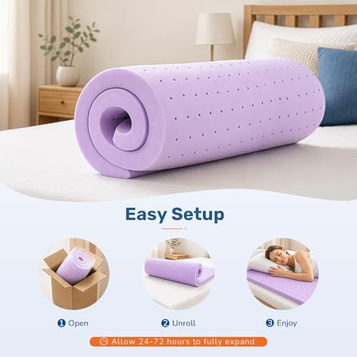 Sweetcrispy 3 Inch King Cooling Gel Memory Foam Mattress Topper - Breathable Support