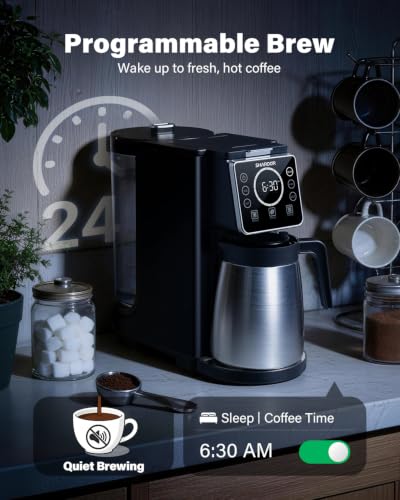 Single Serve Coffee Maker with Thermal Carafe 6-32oz Hot & Iced Brewing