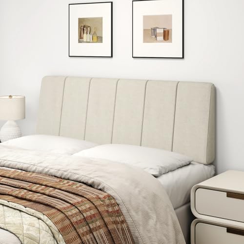 Full Size Headboard Beige - No Assembly Required, Compatible with Most Bed Frames