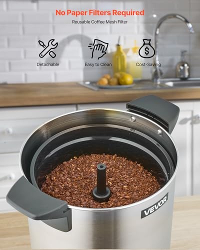 VEVOR Commercial Coffee Urn 100 Cups 15L Hot Beverage Dispenser with Dripless Faucet