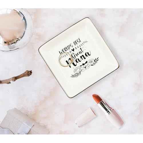 WODMIS Great Nana Gifts Ceramic Jewelry Tray Dish, Great Gifts From Granddaughter Grandson, Grandma Birthday Gift Jewelry Plate Ring Dish, Christmas Mother's Day Gifts For Great Grandma 315