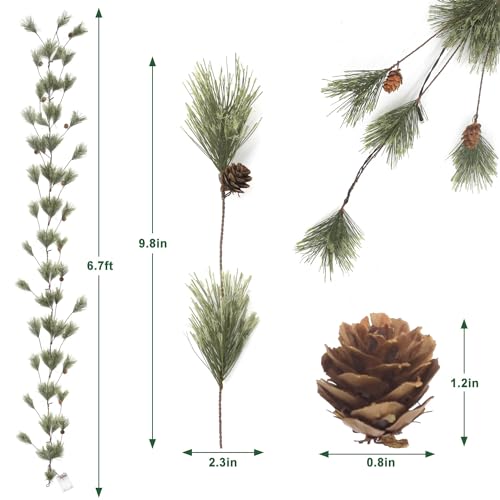 IDOGliitte 6.4ft Lush Green Smokey Pine Christmas Garland with Lights