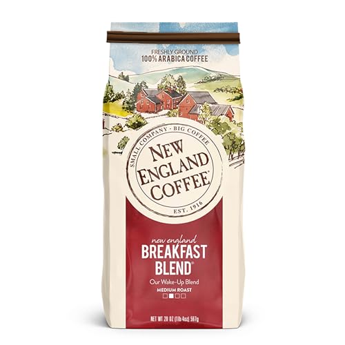 Breakfast Blend Ground Coffee 20oz - Medium Roast, Pack of 4 - Arabica, Freshly Roasted