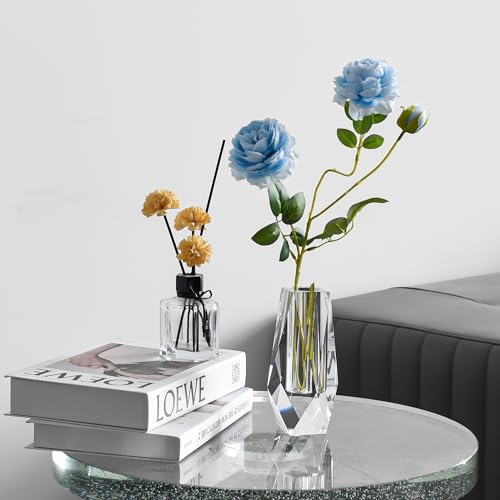 Kitcom Medium Crystal Vase for Home & Wedding Decor, Clear, 2.4x6.3 Inches