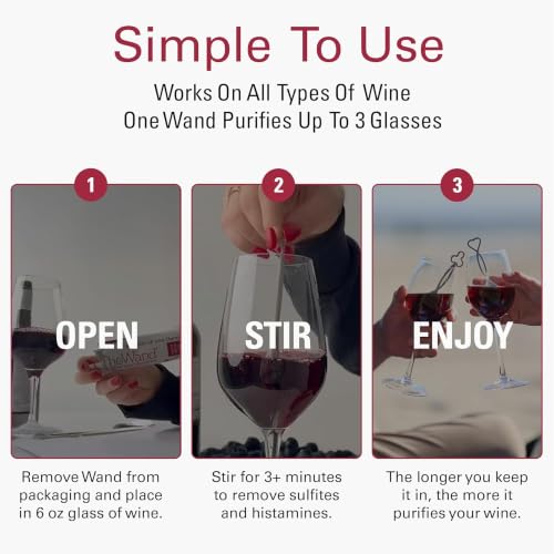 PureWine The Wand Wine Purifier Pack of 24 - Removes Histamines & Sulfites, Silver