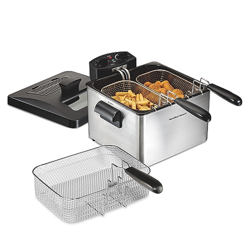 Hamilton Beach 4.5L Deep Fryer with 3 Baskets, Stainless Steel, Adjustable Temp