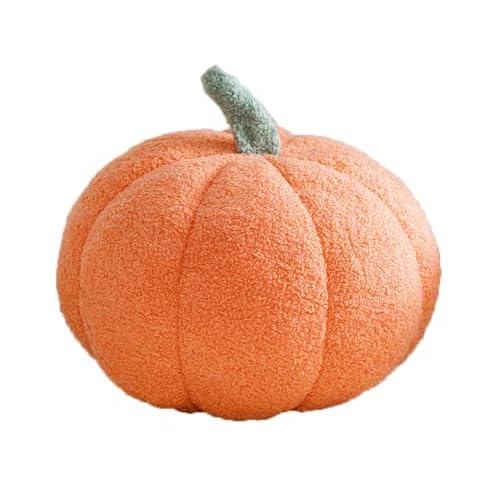 3D Fluffy Pumpkin Plush Stuffed Animal Toy, Pumpkin Pillow for Home Decor, Halloween, Christmas or Birthday Party (Orange, 8 Inch)