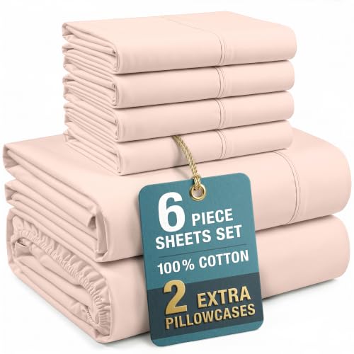 Casa Platino 100% Cotton Full Size Cooling Sheets Set - Veiled Rose