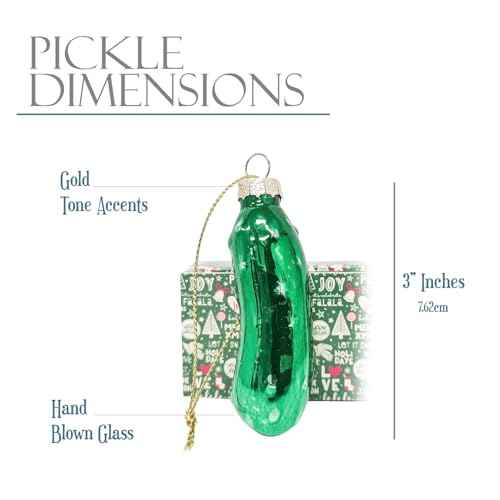 ROCI German Christmas Pickle Ornament - Green Glass - Tradition - Gift Boxed with Poem - Christmas Stocking Stuffer