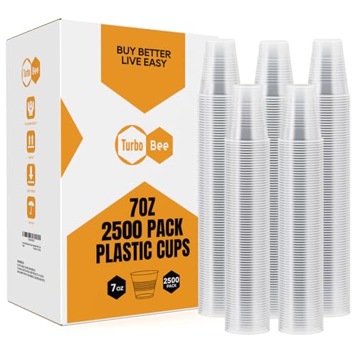 Turbo Bee 2500Pack 7oz Clear Disposable Plastic Cups for Parties & Events