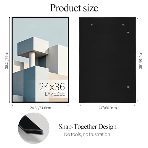24x36 Poster Frame Black Plastic Pack of 6 - Easy Slide-In Assembly