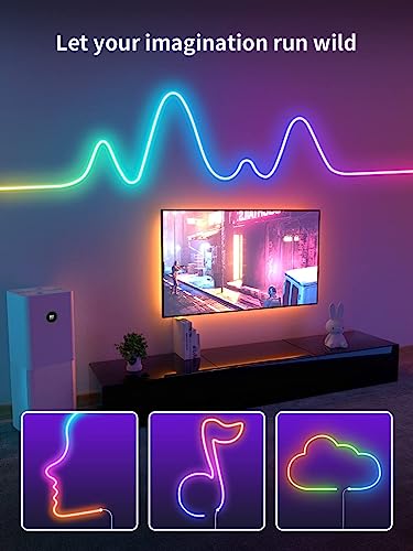 Meevt RGB IC Neon Rope Lights 16.4ft LED Strip, Smart Dimmer, Voice Control