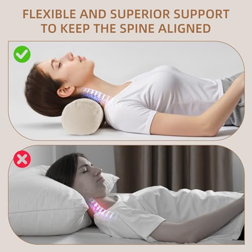 17x6in Adjustable Buckwheat Neck Pillow - Cervical Support Roll for Neck Pain