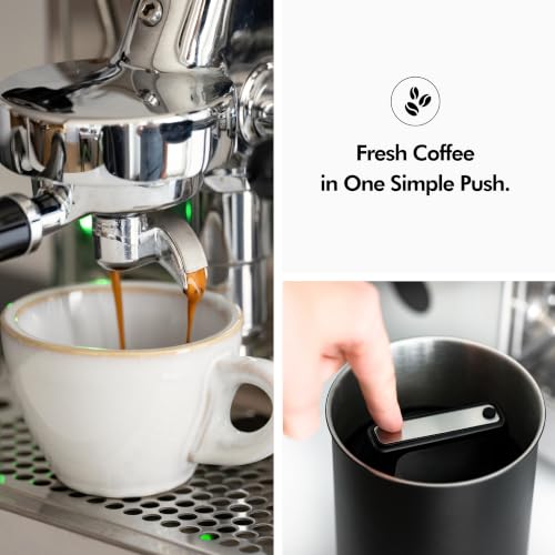 KIVY Large Black Vacuum Coffee Canister - Airtight Stainless Steel Storage for Fresh Coffee
