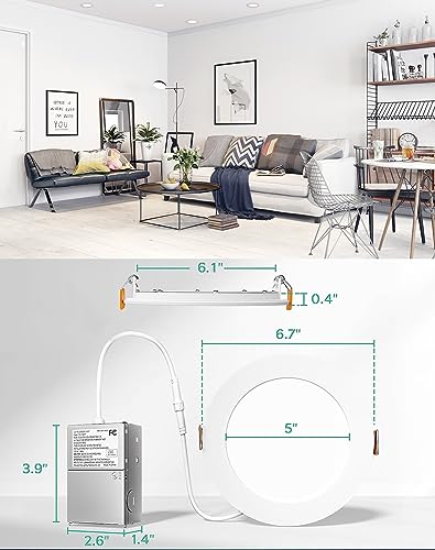 24 Pack 6 Inch Ultra-Thin LED Recessed Ceiling Light with Junction