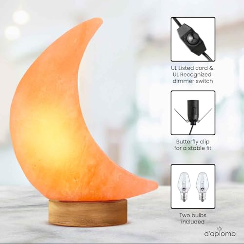 Himalayan Salt Lamp Moon Pink Hand Carved Natural Night Light - d'aplomb