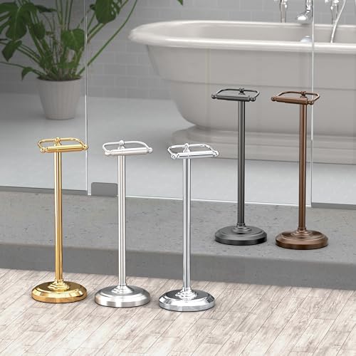 Gatco Matte Black Freestanding Toilet Paper Holder Stand - 22 Inch, Weighted Base