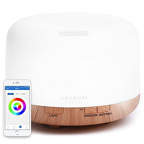 Essential Oil Diffuser with App Control & 500ml Capacity - Light Brown