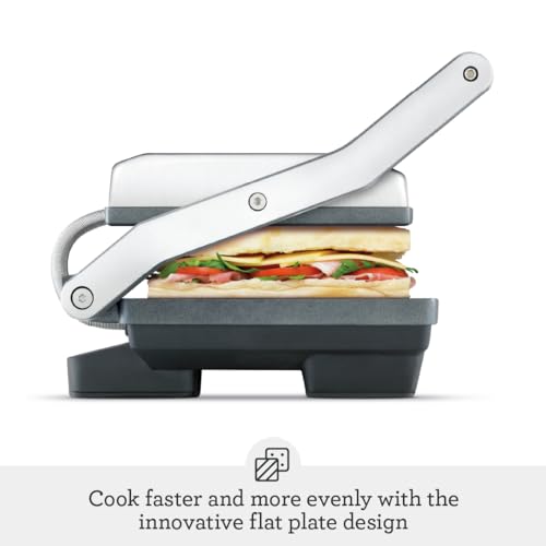 Panini Duo Sandwich Maker 2 Slice - Brushed Stainless Steel, Adjustable & Nonstick