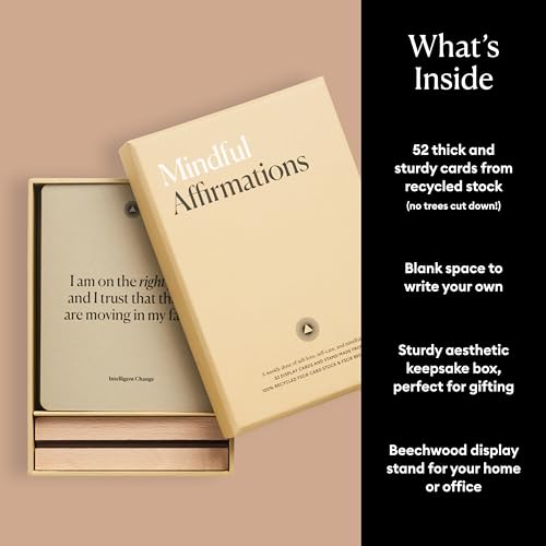 Intelligent Change Classic Mindful Affirmations Card Deck with Stand - Positive Self Care Gift for Women & Men