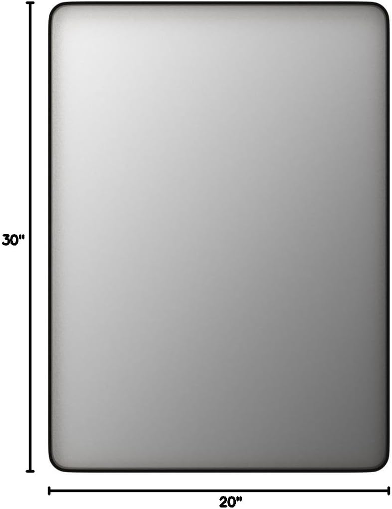 LOAAO Bronze Bathroom Mirror - 20”X30” Rounded Rectangle Design with Anti-Rust Brushed Frame | Versatile Hanging Options