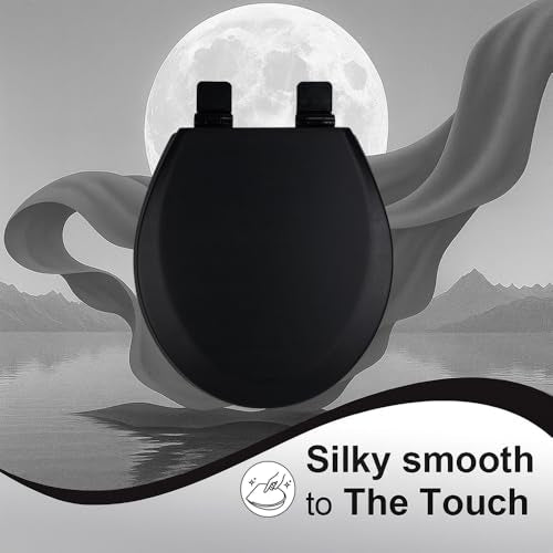 Toilet Seat Soft Close Matte Finish Round Enamel Wood Quick Release