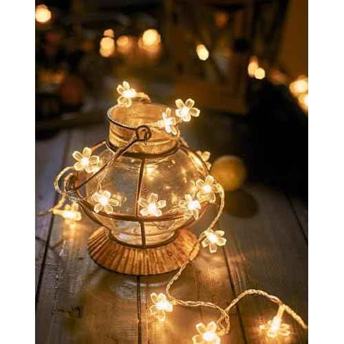 Flower String Lights, 20ft 40 LED USB Powered Cherry Blossom Fairy String Lights for Party Birthday Wedding Christmas Home Decoration