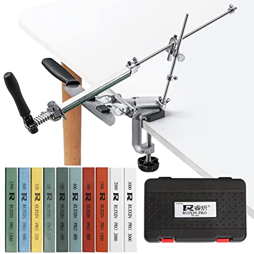 Silver Knife Sharpener Kit with 10 Whetstones & 360° Flip Design - Professional Kitchen Tool