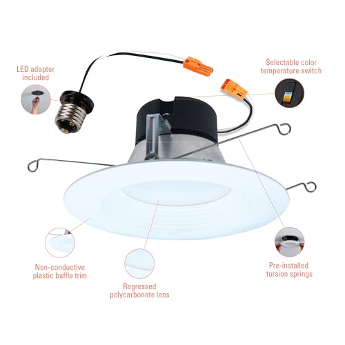 6-Pack Recessed LED Light Trim - 5 CCT Dimmable 750lm for 5/6 Inch Can Lights