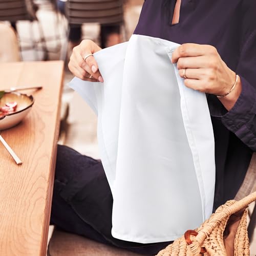White Cloth Napkins Set of 60 - 17x17 Inches, 100% Polyester, Elegant Dinnerware