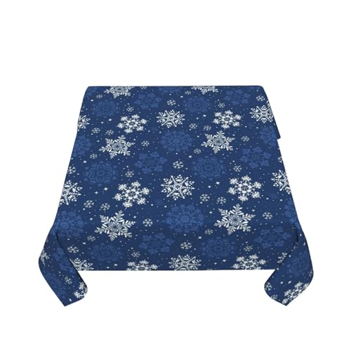 BYONEESS Dark Blue Snowflake Square Winter Tablecloth 54x54 Inches Christmas Holiday Decor
