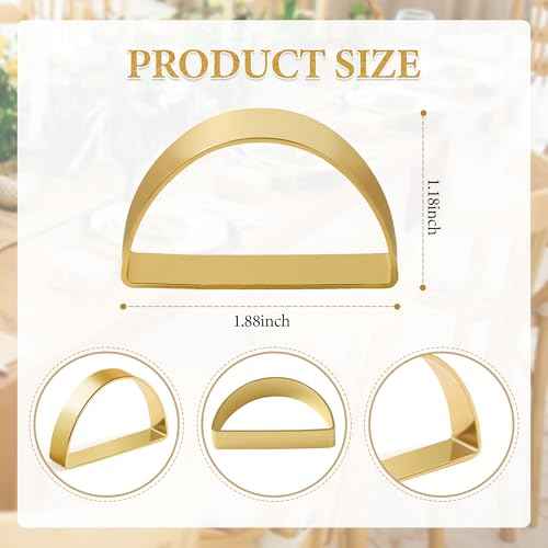 10Pcs Metal Gold Napkin Rings Set, Stainless Steel Metal Gold Napkin Holder, Fall Thanksgiving Christmas Easter Napkins Rings for Table Decor Wedding, Banquet, Party