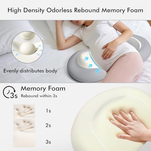 YGJT Grey Pregnancy Wedge Pillow for Sleeping, Memory Foam & Cooling Cover