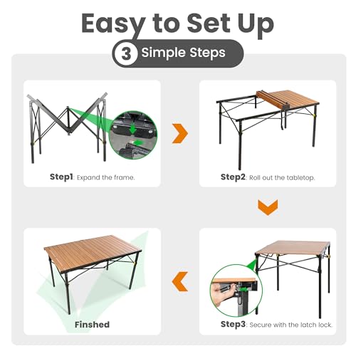 Join Nature 46.4-Inch Large Foldable Camping Table for 2-6 People - Heavy Duty Outdoor Table
