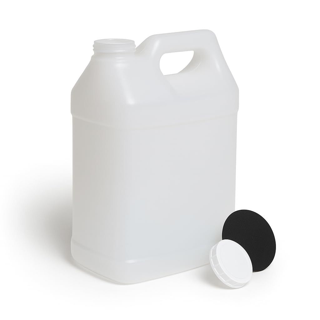 FastRack 2.5 Gallon Water Jug (Pack of 4) w/ 1 Black Rubber Cap Gripper | Reusable Plastic Jug with lid for Liquids | Heavy-Duty Water Container for Storage, Camping | BPA-Free Gallon Jugs with Lids